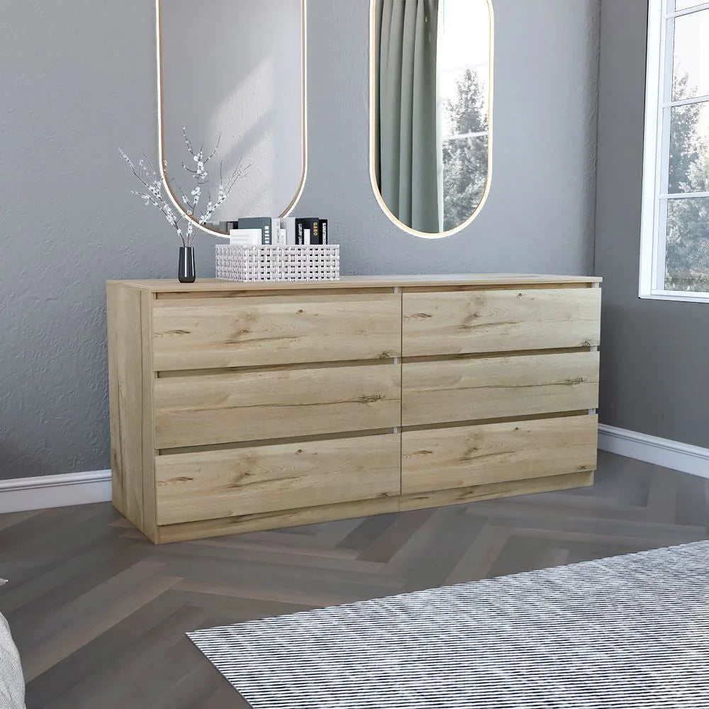 6 Drawer Double Dresser Light Gray E910966