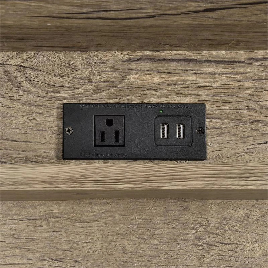 Gray Wood and Black Metal Desk with USB Port M7180