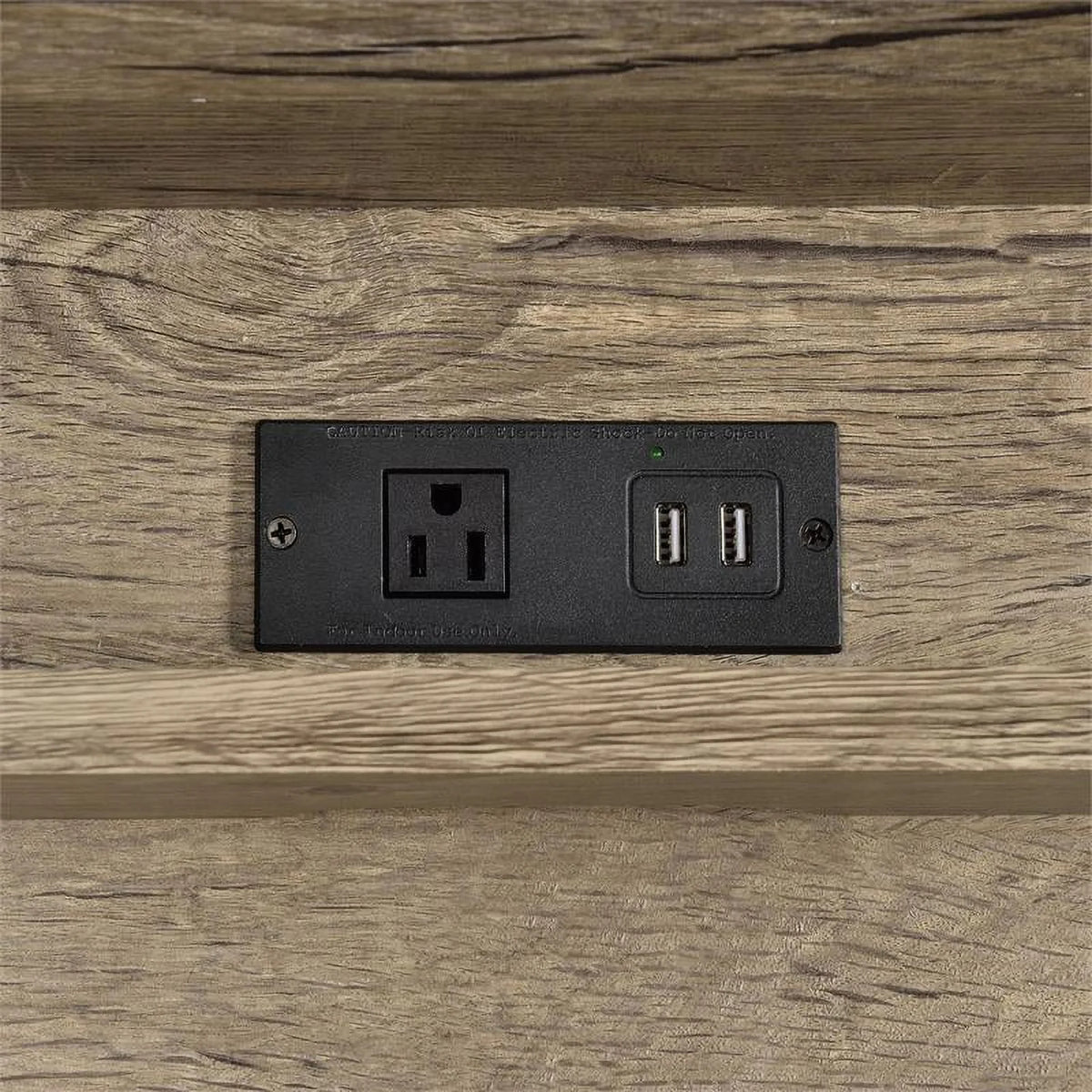 Gray Wood and Black Metal Desk with USB Port M7180