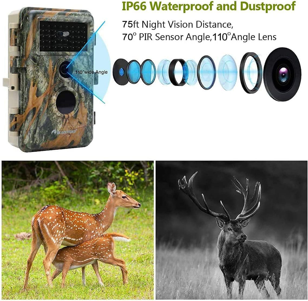 2-Pack Outdoor Camo Trail Cameras Night Vision 24MP 1296P MP4 Video Motion Activated Waterproof Camera F276