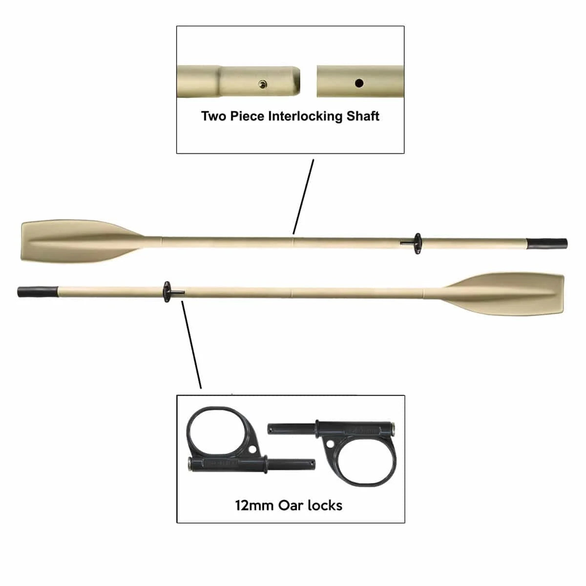 Heavy Duty Aluminum Oars, Split Shaft, 2 Piece, Pair F355325