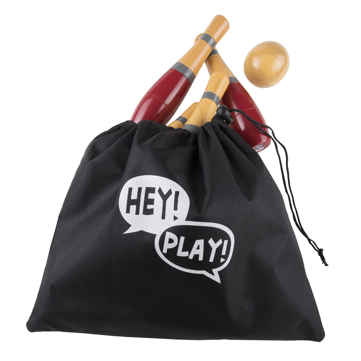 Lawn Bowling Game Set with 10 Wooden Pins, 2 Balls, and Mesh Bag Y30272