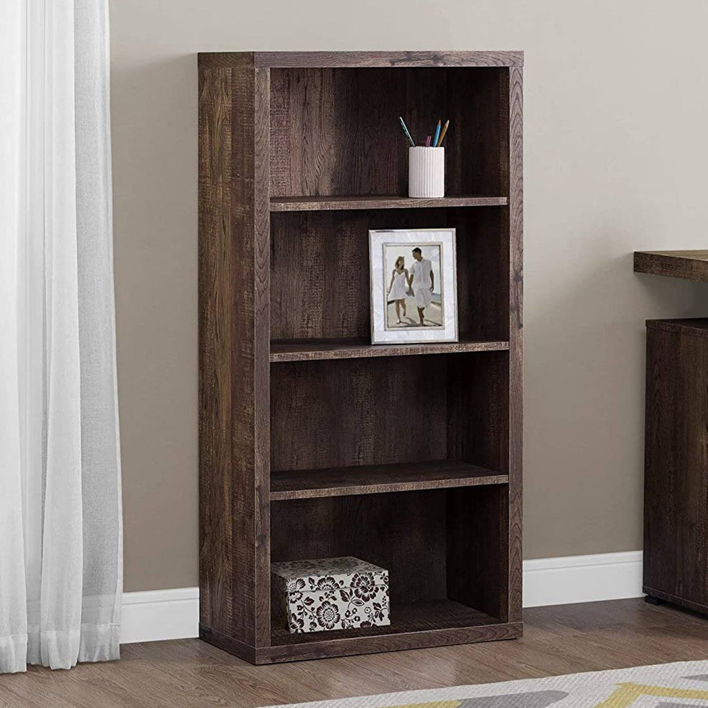 Brown Particle Board Adjustable Shelves Bookshelf A258