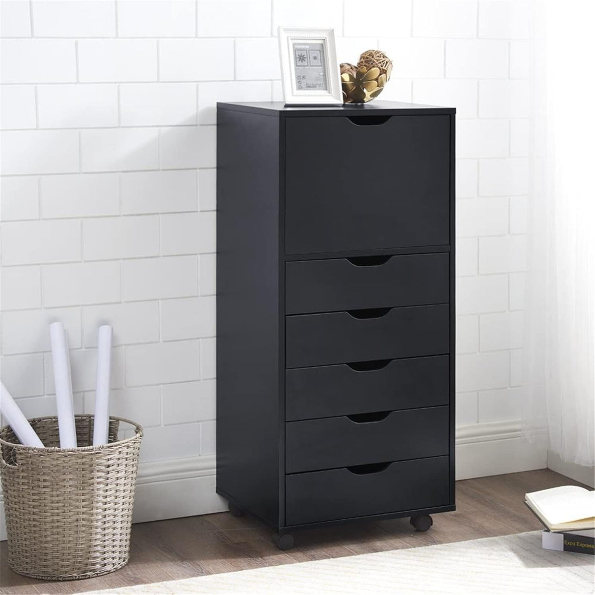 Gray 6-Drawer Mobile File Cabinet A656
