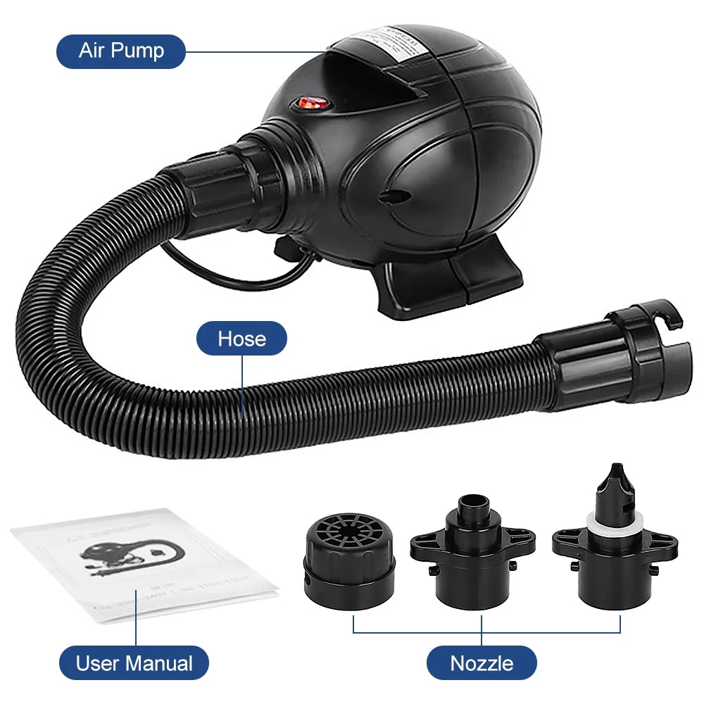 Portable 800W Electric Air Pump Inflator Deflator with 3 Nozzles W9103