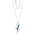 18" Rhodium Created Opal Lizard Cable Chain Necklace K7665