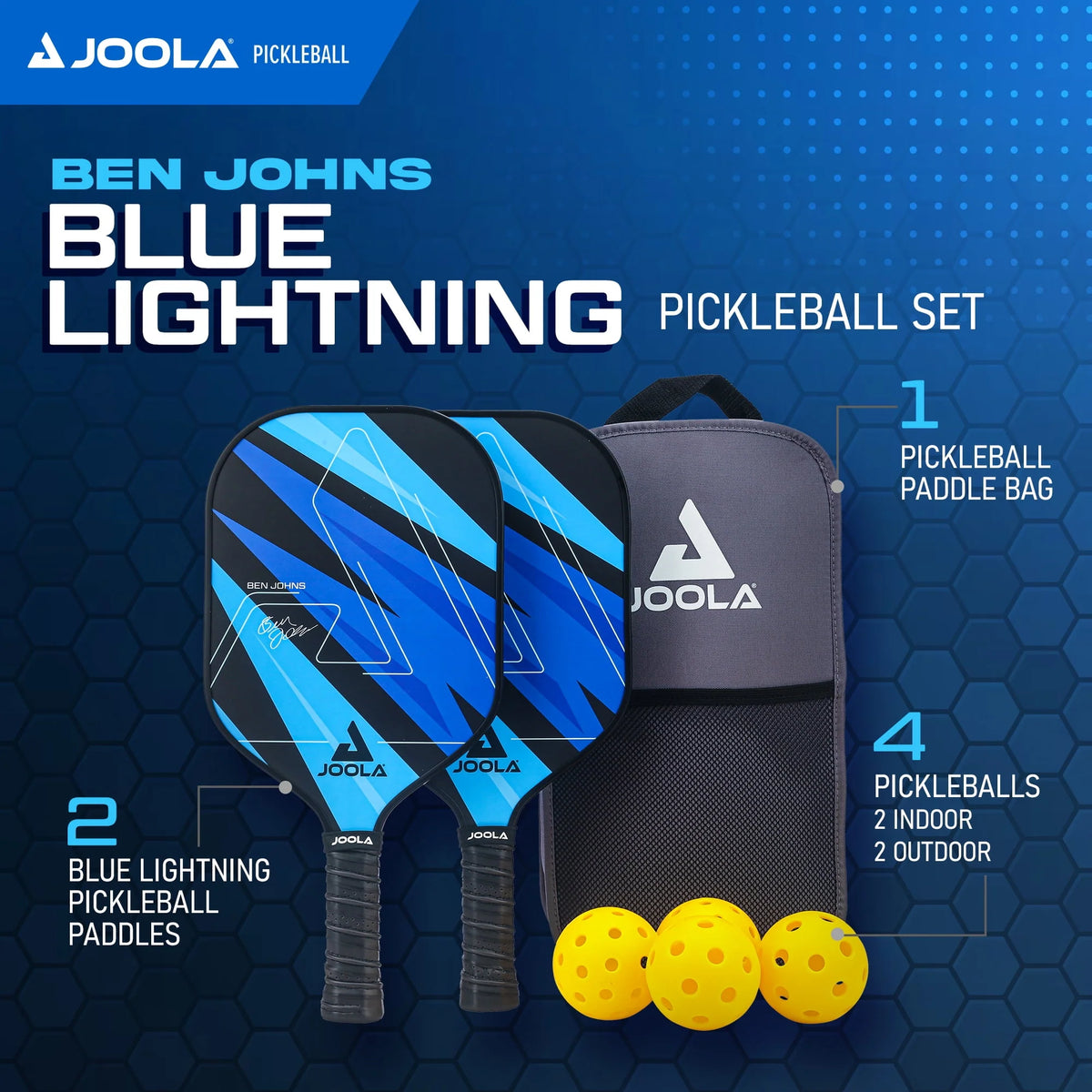 2 Paddles Blue Pickleball Set with Bag and 4 Balls W575447
