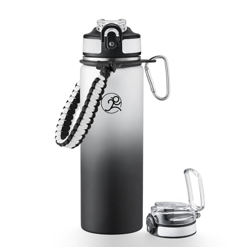 24oz Stainless Steel Insulated Water Bottle with 2 Lids T81653