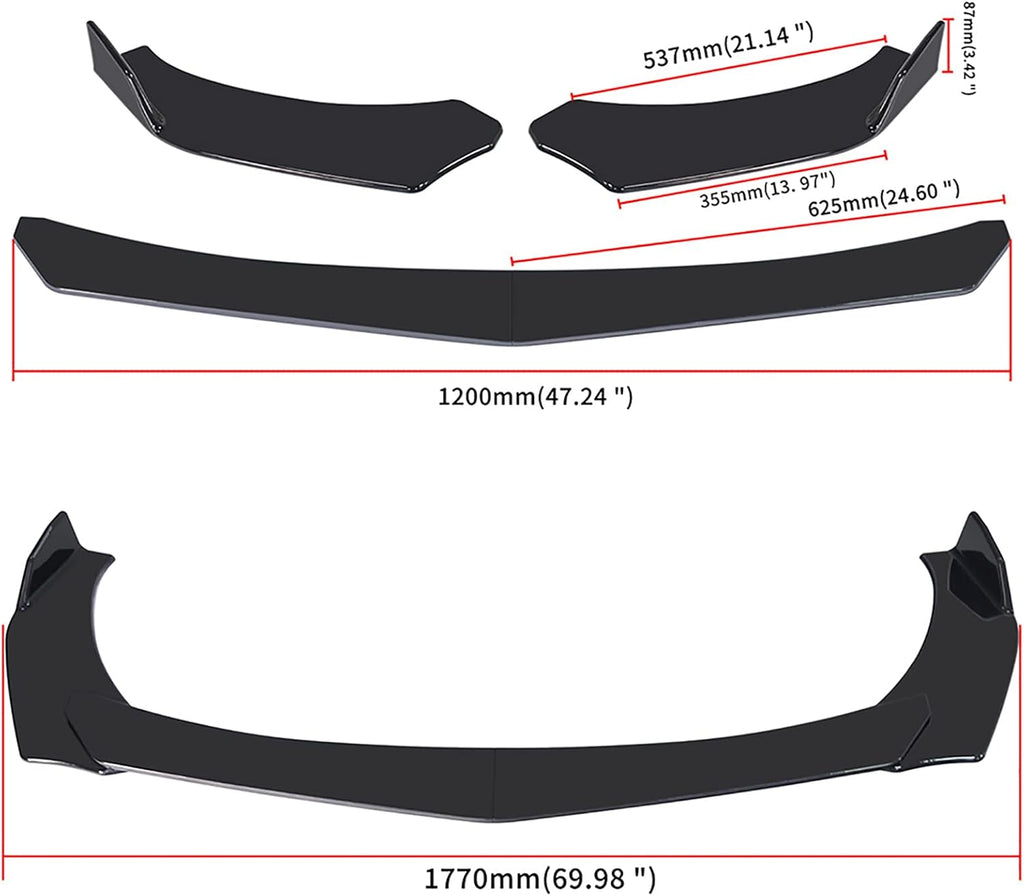 Universal Front Bumper Lip Chin Spoiler PP Pack of 2 J818