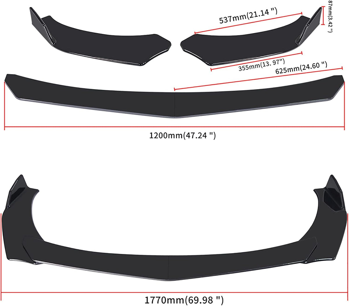 Universal Front Bumper Lip Chin Spoiler PP Pack of 2 J818