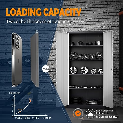 Metal Garage Storage Cabinet with 2 Doors and 5 Adjustable Shelves S52404