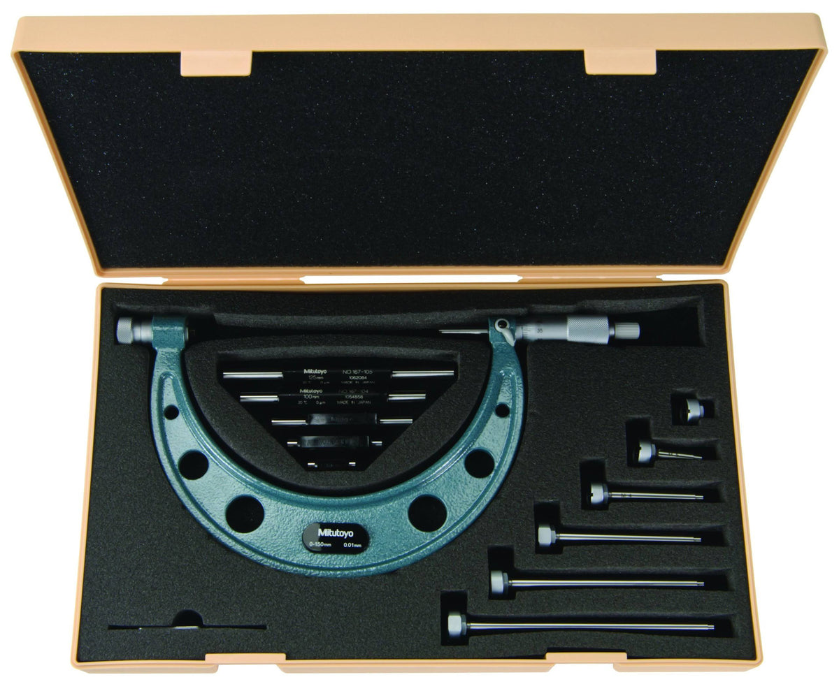 Outside Micrometer with Interchangeable Anvils, 100-200mm Range E269858