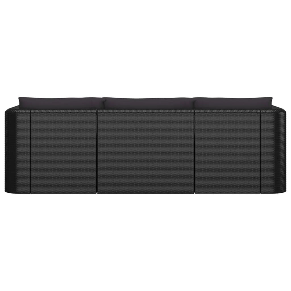 3 Piece Black Poly Rattan Sectional Sofa Set E8422
