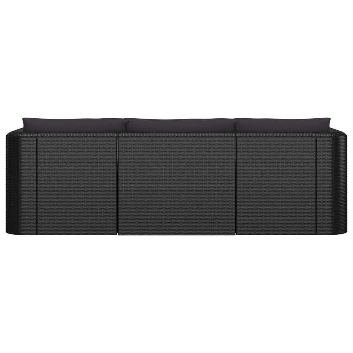 3 Piece Black Poly Rattan Sectional Sofa Set E8422