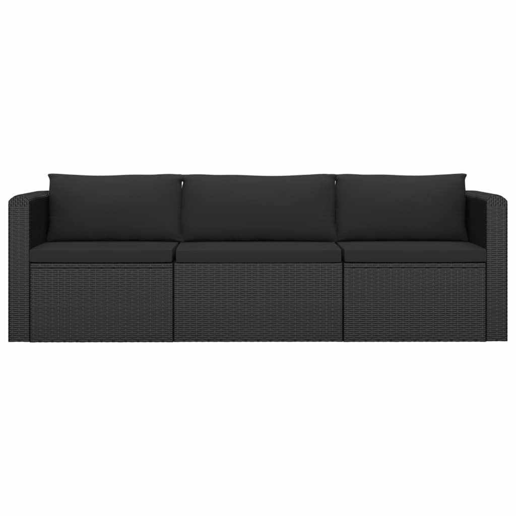 3 Piece Black Poly Rattan Sectional Sofa Set E8422