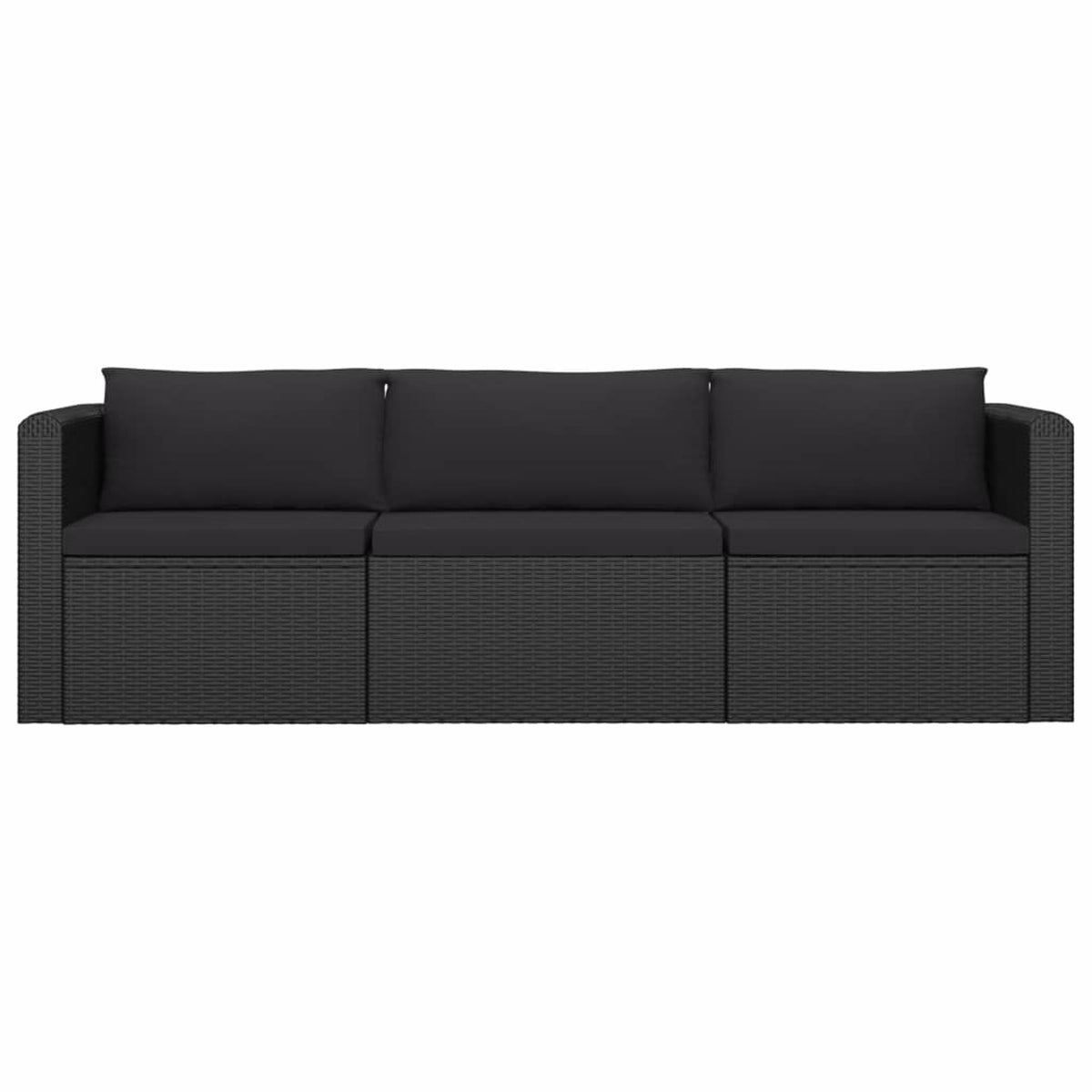 3 Piece Black Poly Rattan Sectional Sofa Set E8422