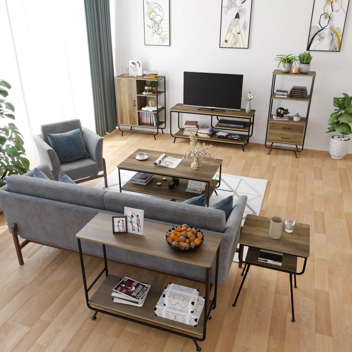 Wood 3 Tier TV Stand with Storage R52659