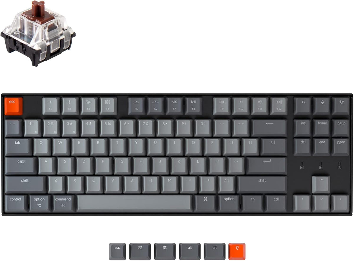 87 Keys Tenkeyless Wireless Mechanical Keyboard with White LED Backlight H284