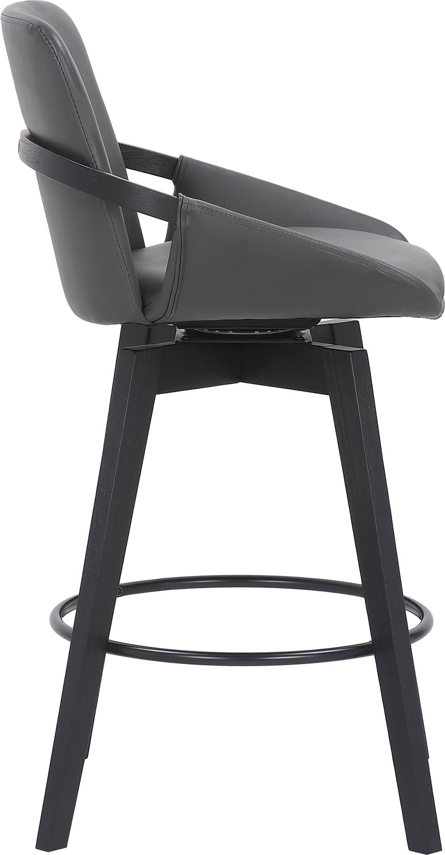 Swivel Wood Bar or Counter Height Stool in Faux Leather A541