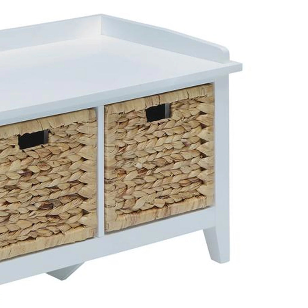 White Rectangular Wooden Storage Bench S7228
