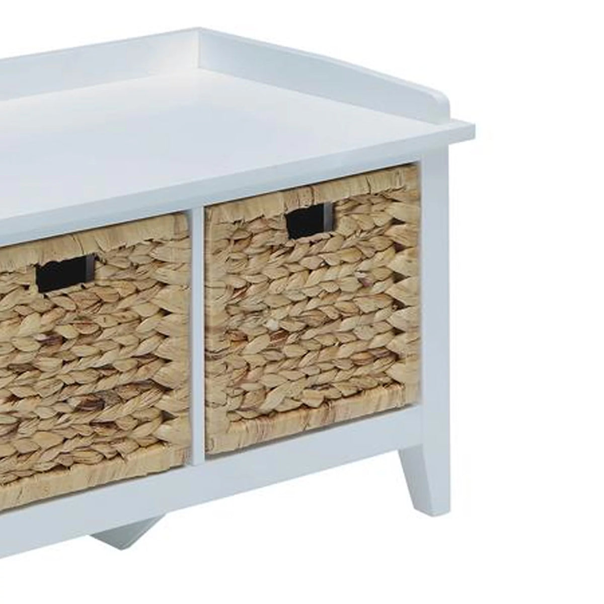 White Rectangular Wooden Storage Bench S7228