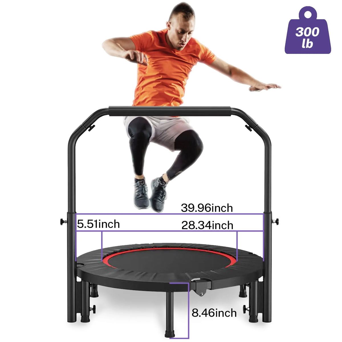 40 Fitness Mini Trampoline with Adjustable Handle R924358