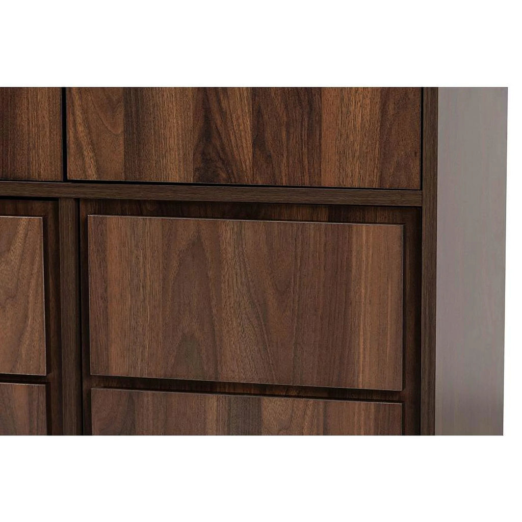 Walnut Brown Wood and Black Metal Storage S3723