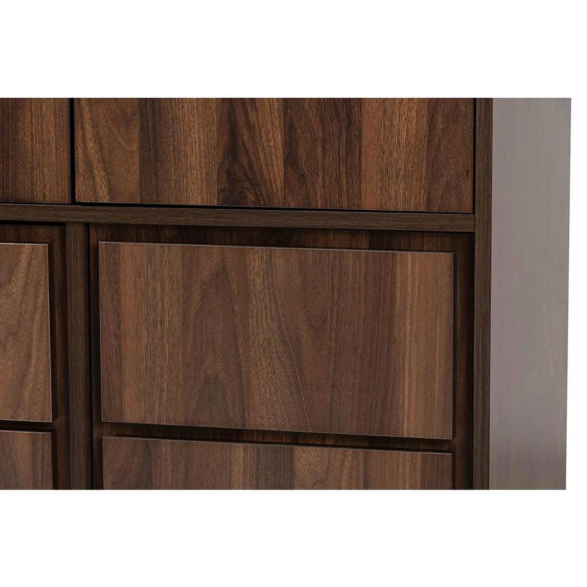Walnut Brown Wood and Black Metal Storage S3723