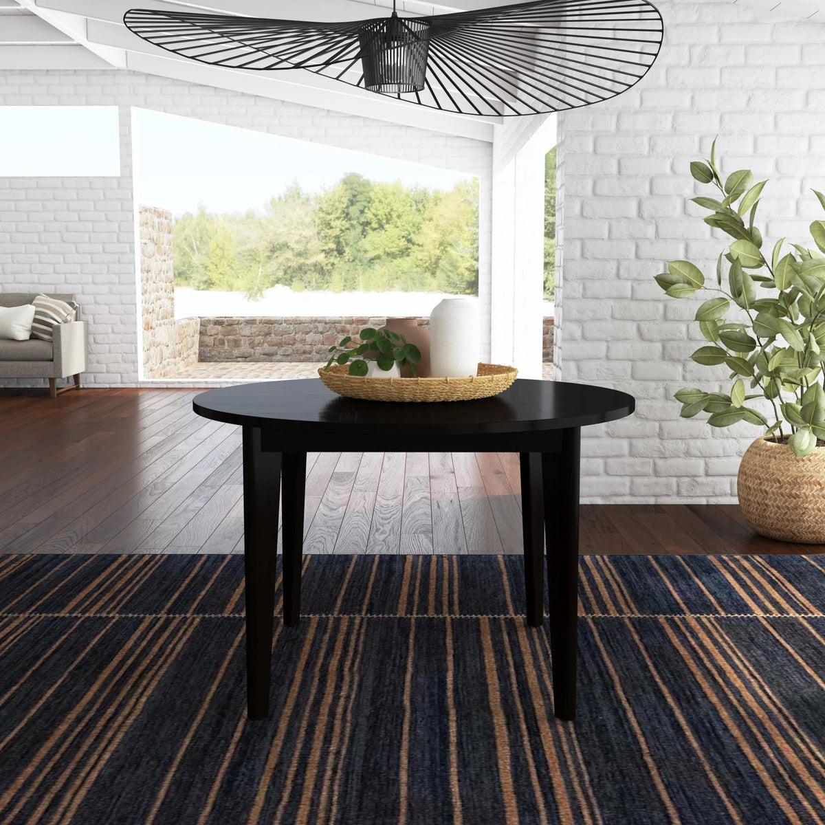 Black Round Wood Dining Table M268
