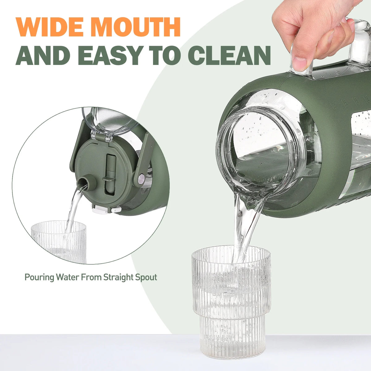 64oz Glass Water Bottle with Straw and Handle F97184