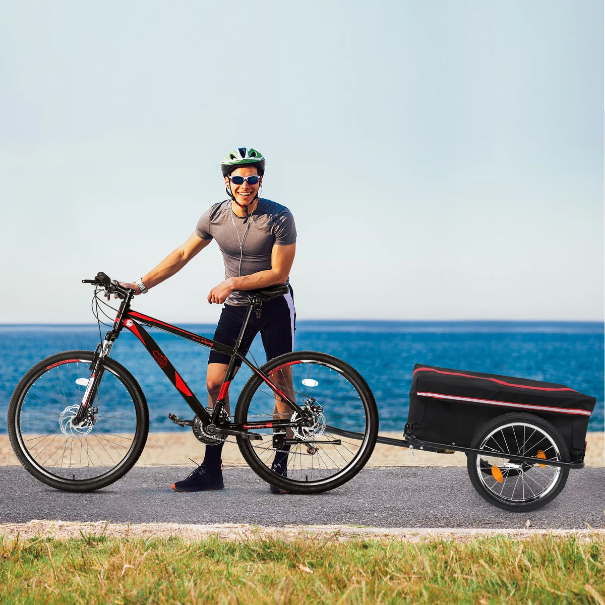 Bike Cargo Trailer with Removable Cover, 16 Wheels, Red A488124