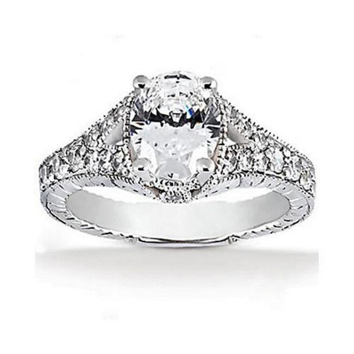 1.51 CT Oval Diamond Engagement Ring 14K White Gold Size 6.5 U499888