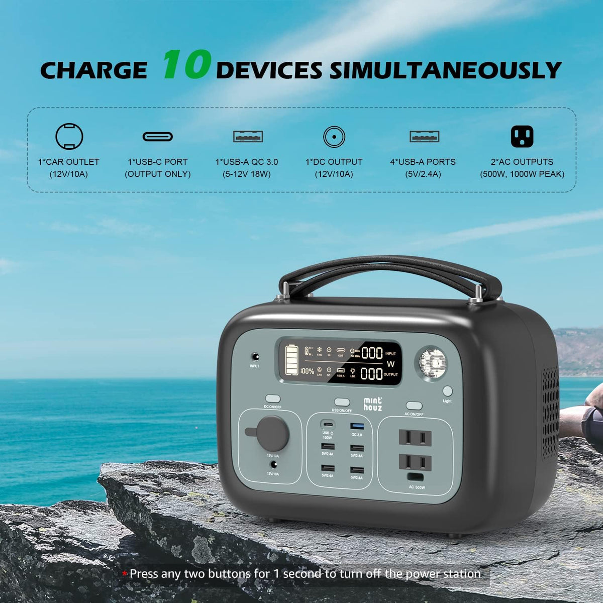 500W Portable Power Station 505Wh Solar Generator with AC Outlets R2997