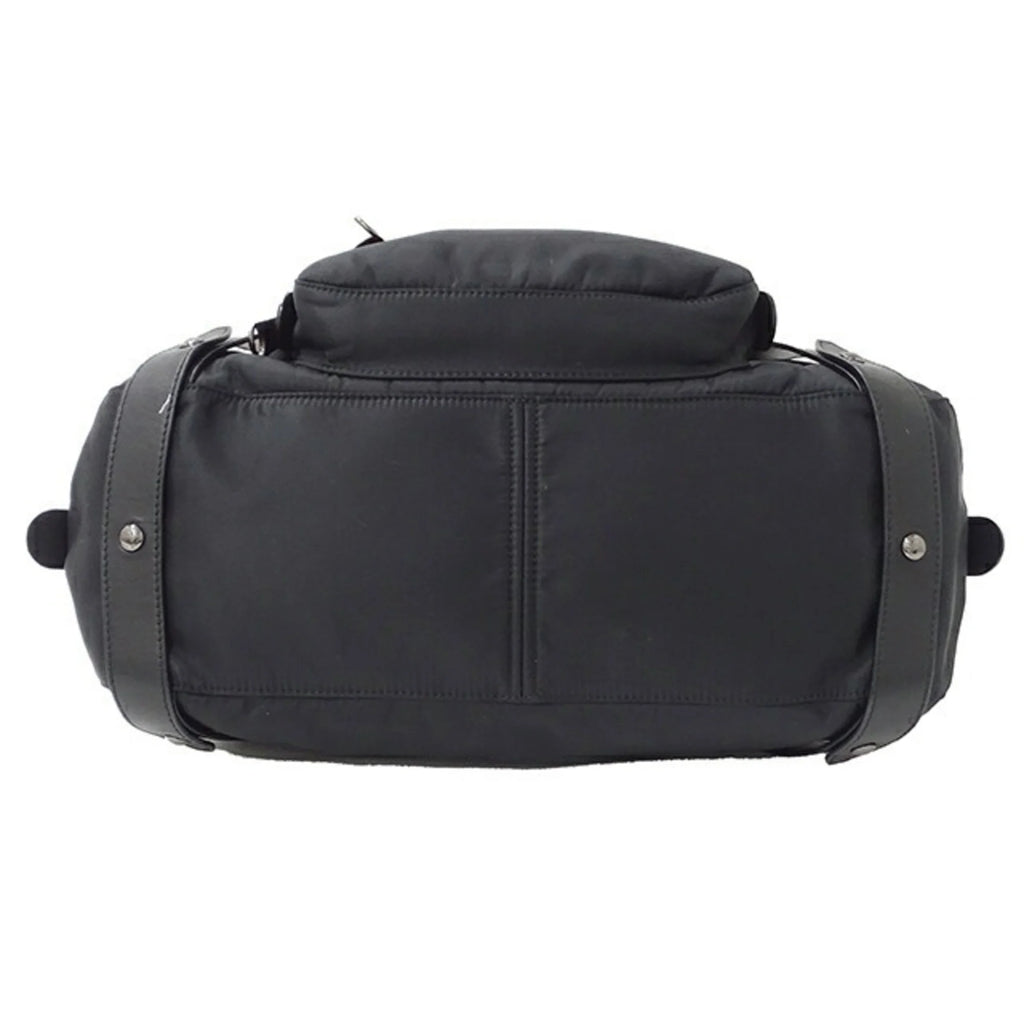 Pre-Owned Nylon Leather Black Boston Bag H675