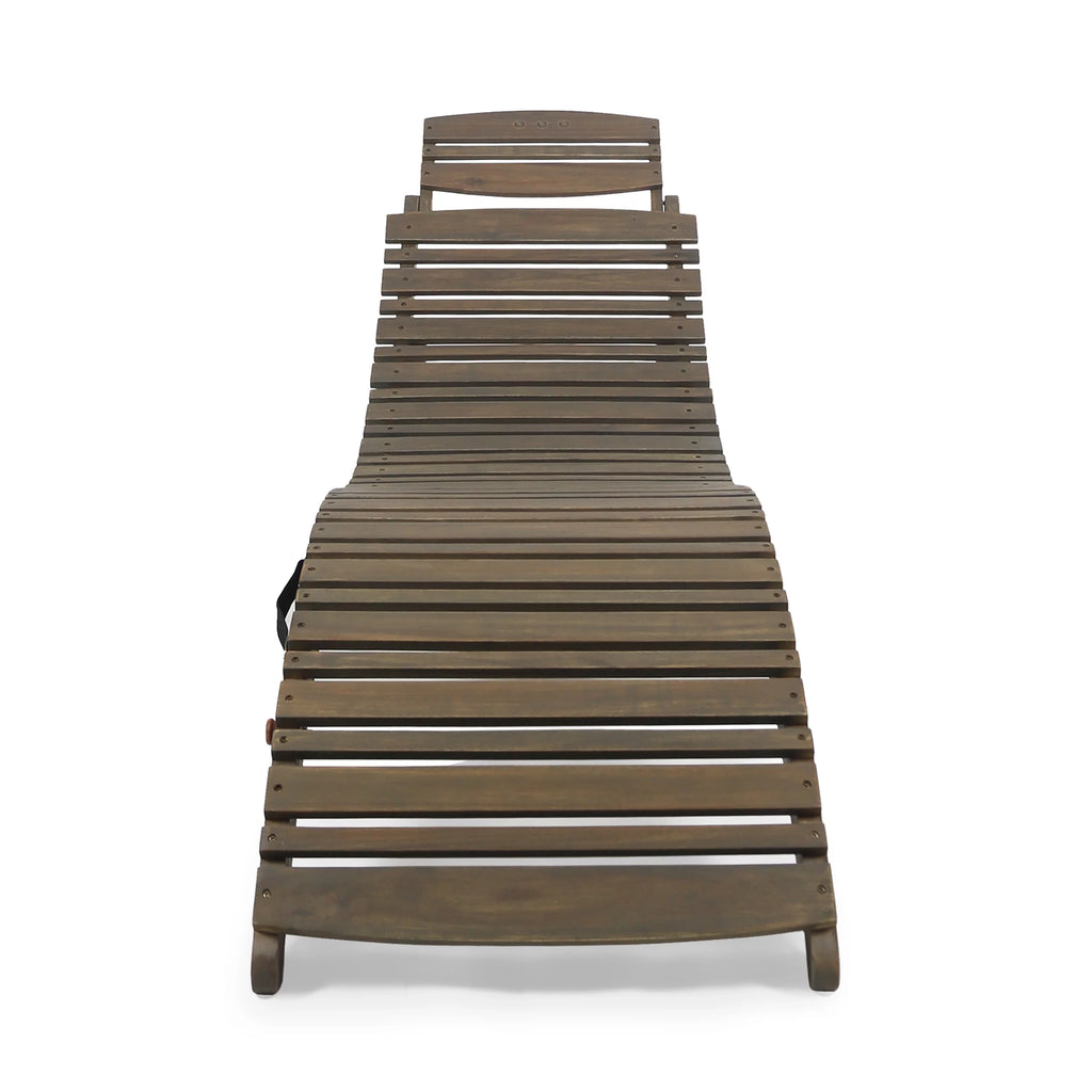 Gray Acacia Wood Foldable Chaise Lounge H106528