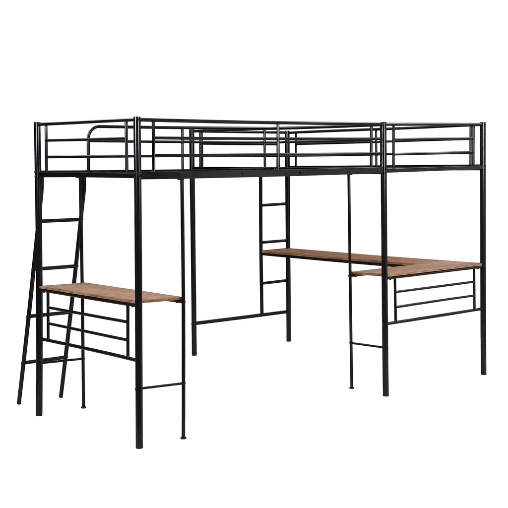 Twin Metal Loft Bed with Desk and Ladders O445298