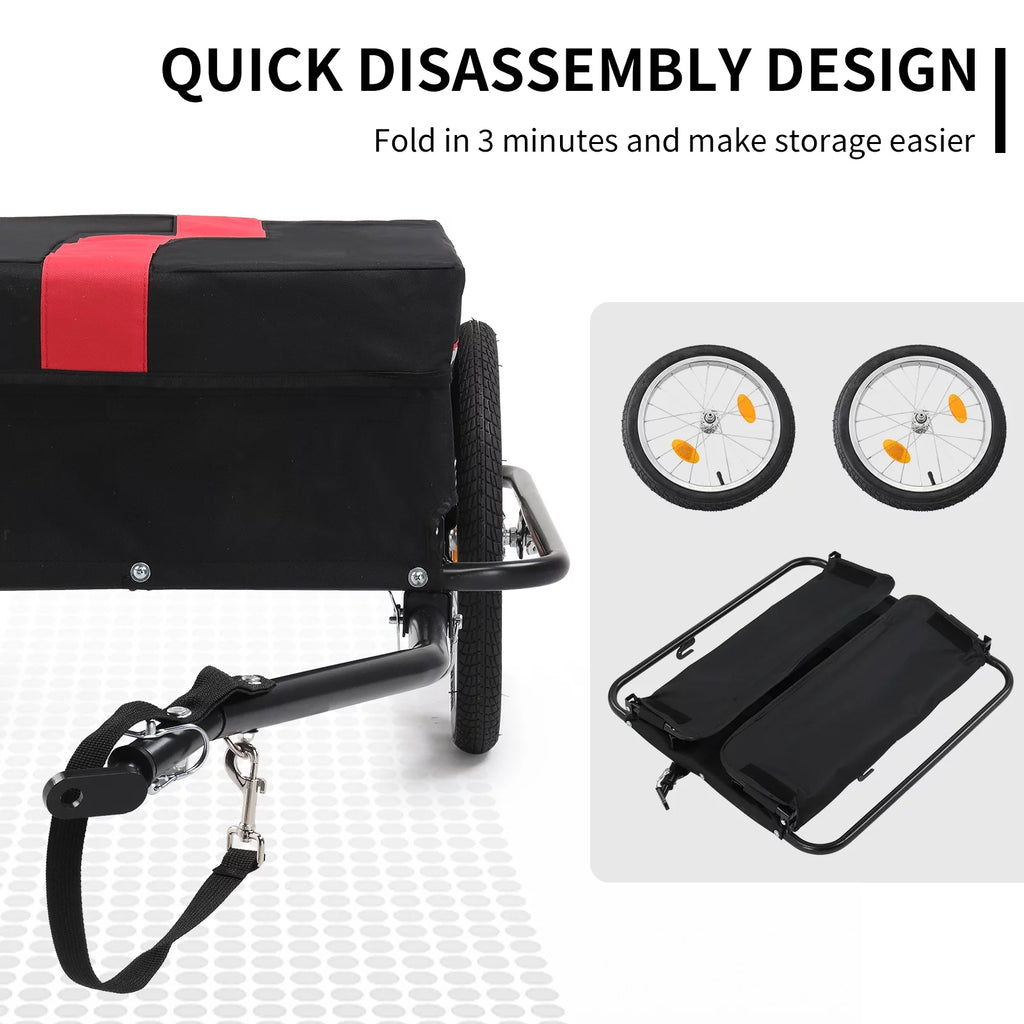 Bike Cargo Trailer with Removable Cover, 16 Wheels, Red A488124