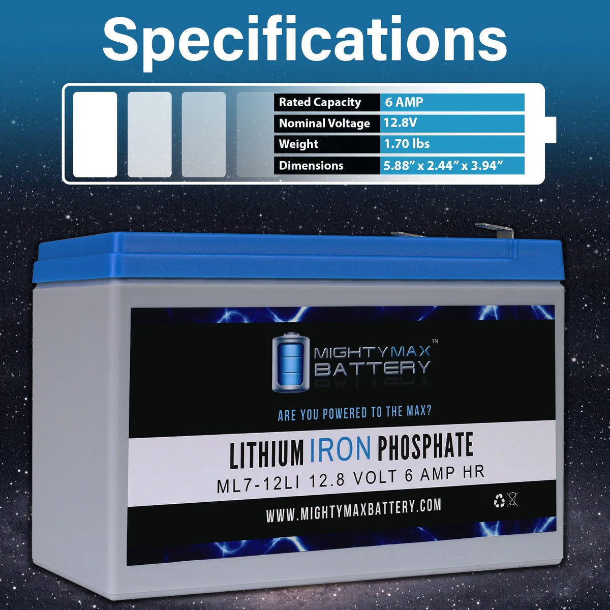 12V 7AH Lithium Replacement Battery E5661
