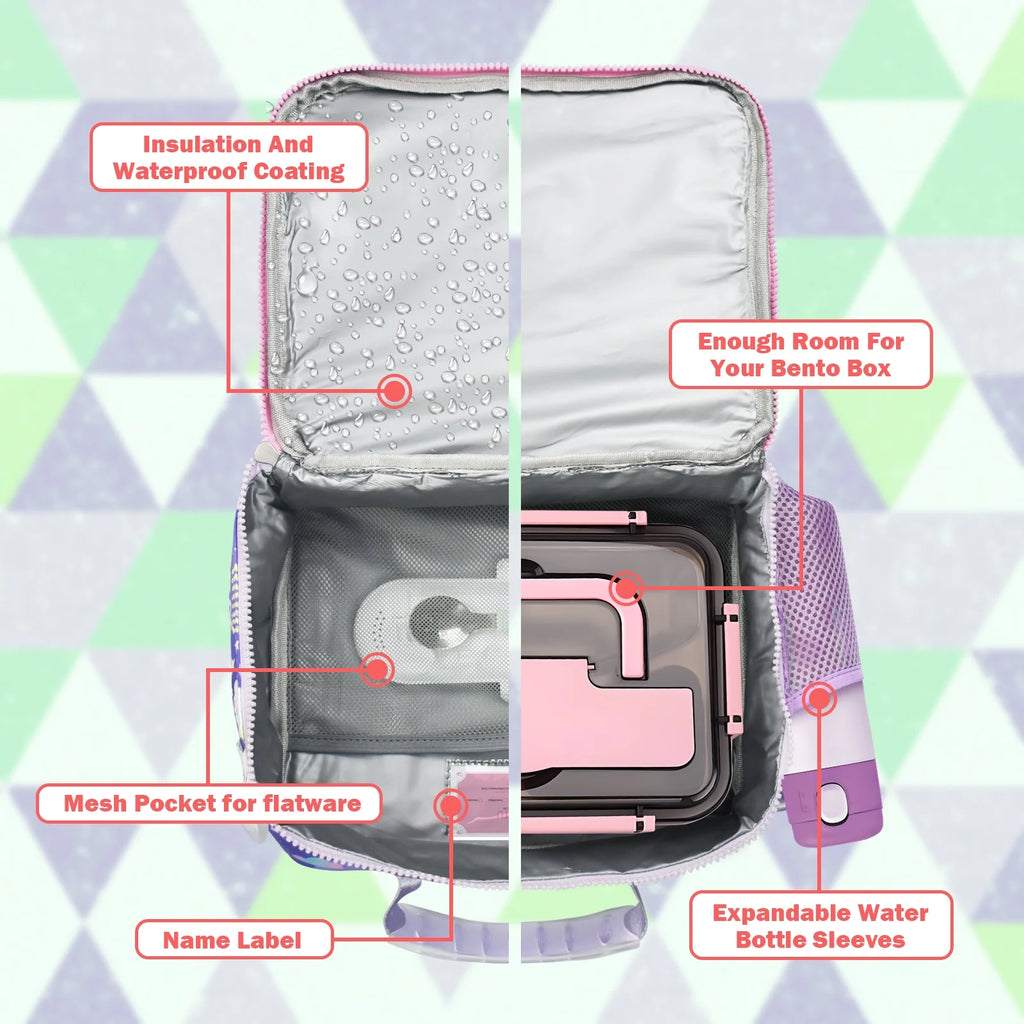 Insulated Lunch Bag for Girls School Cute Cat Waterproof with Adjustable Strap G85128
