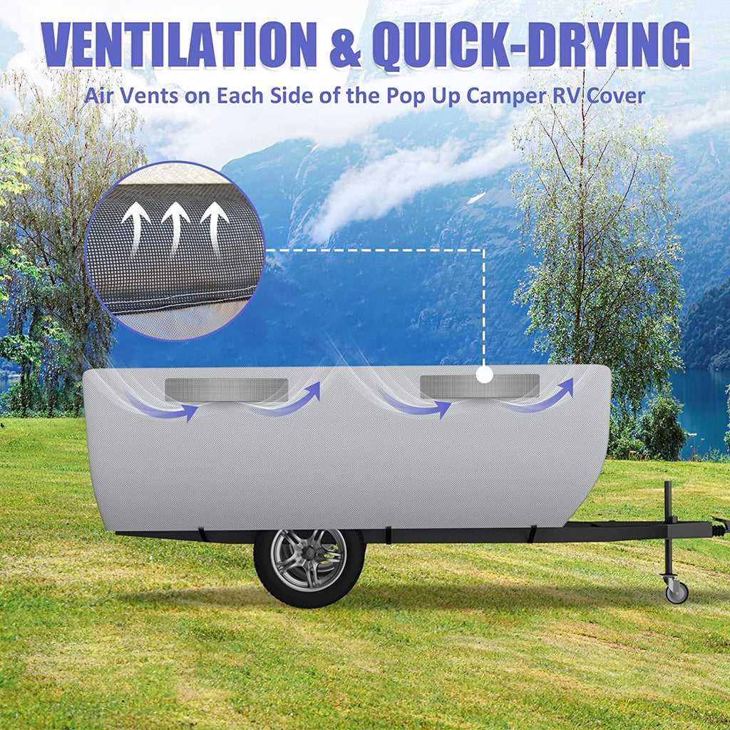 Gray Waterproof Pop Up Trailer Cover for 10' - 12' Trailers S8360
